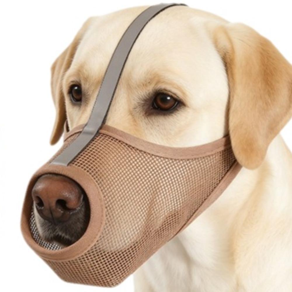 

Breathable Mesh Puppy Mouth Cover Adjustable Strap Dog Mouth Mask Dog Muzzle Outdoor Travel S хакі