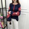 Women Summer Blouse Ethnic Embroidered Pullover Top Round Neck Lantern Sleeve Loose Fit Tunic Shirt