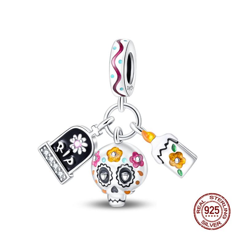 Original Charms Copper Halloween Series & Flying Witch Pendant Charms Fits 3Mm Original Bracelet For Women Diy Jewelry Gifts