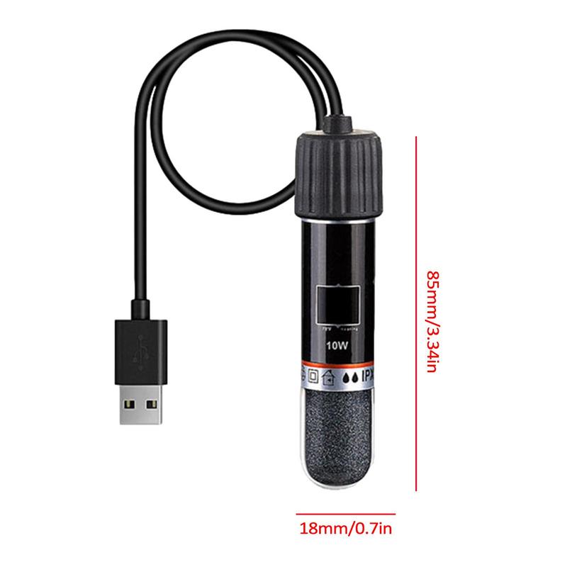 USB Mini Aquarium Heating Rod For Small Fish Tank 26C Constant Temperature Aquarium Heater Submersible Thermostat Heater 10W