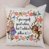 Alice im Wunderland Kissen Niedliches Kaninchen Katze Bedrucktes Sofakissen Vintage Heimdekor Kissenbezug für Kinderzimmer,(2)