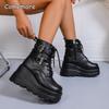 Large Size 35-43 Women's Autumn British Style Platform Wedge Heel Ankle Boots Thick Sole Motorcycle Boots Fashion Shoes Comfort