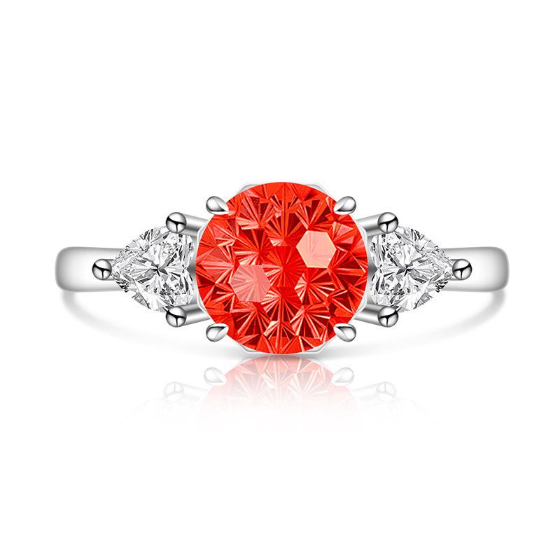 Colored Gem Fireworks High Carbon Diamond Women's Birthday Stone Ring