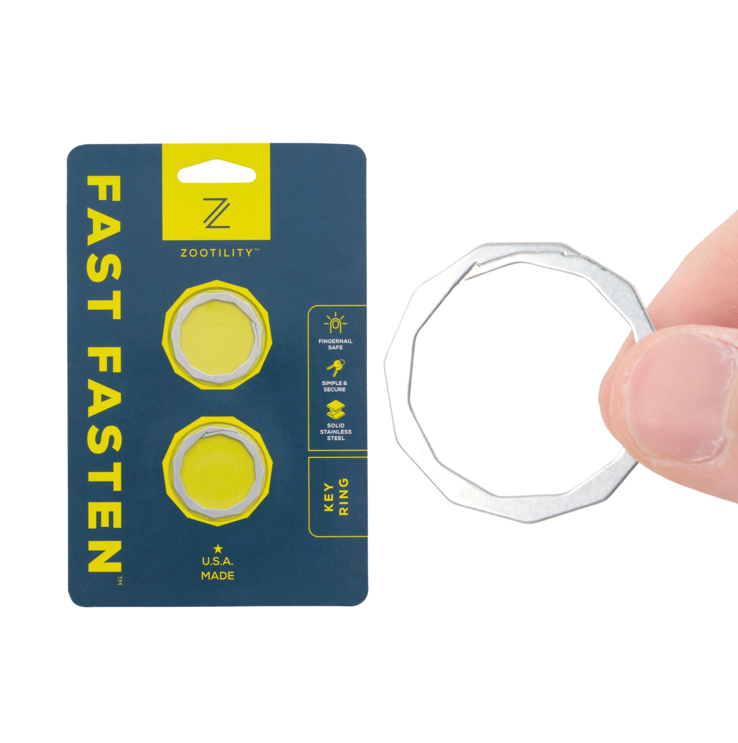 

[KEYROUND] Key Round Key Rings: No More Damaging Nails A New Kind of Key Ring Made in the USA for Nail Care (2 11-sided Key Rings)