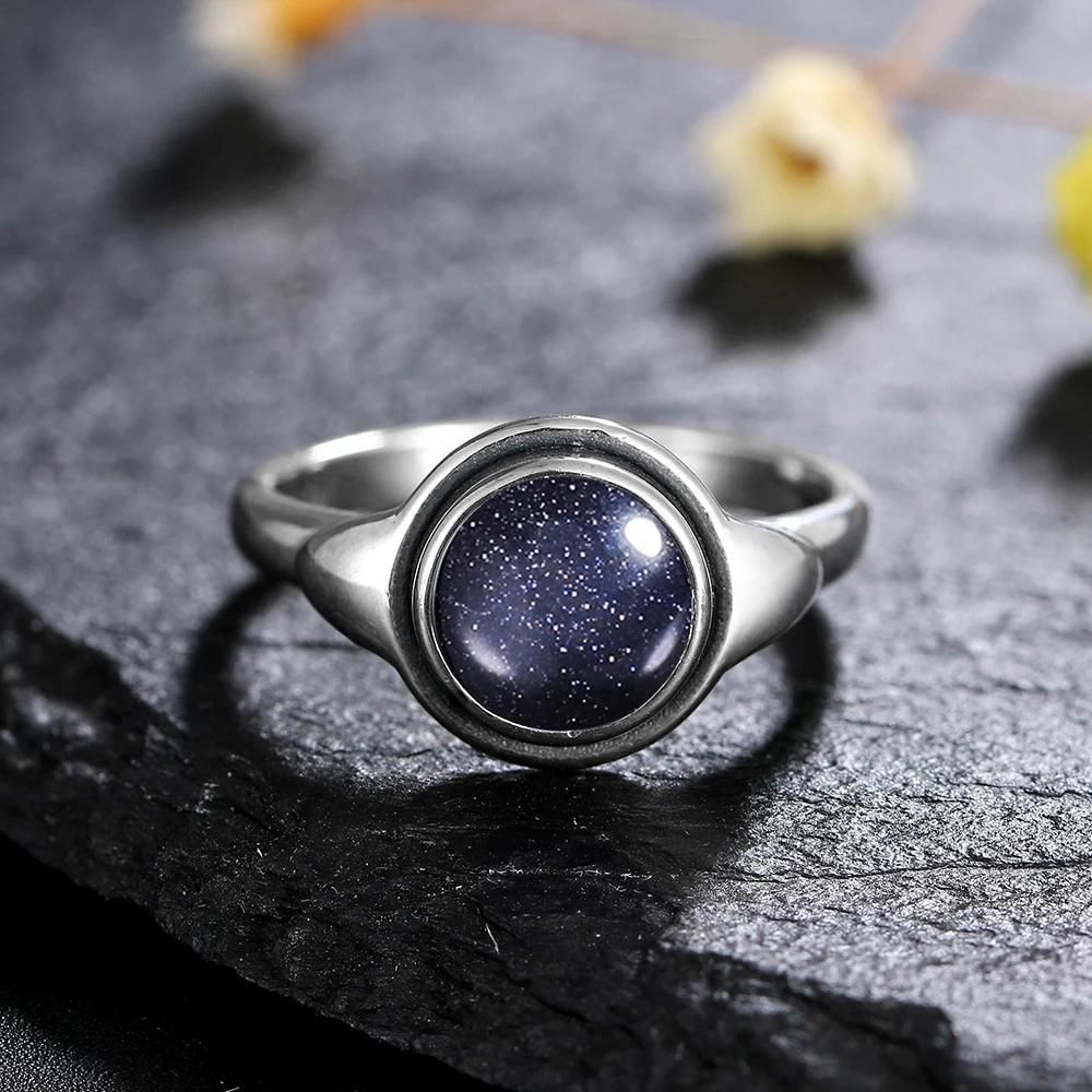S Silver Ring for Women 8MM Oval Natural Moonstone Turquoise Laqbradorite Rhodochrosite Gift Party