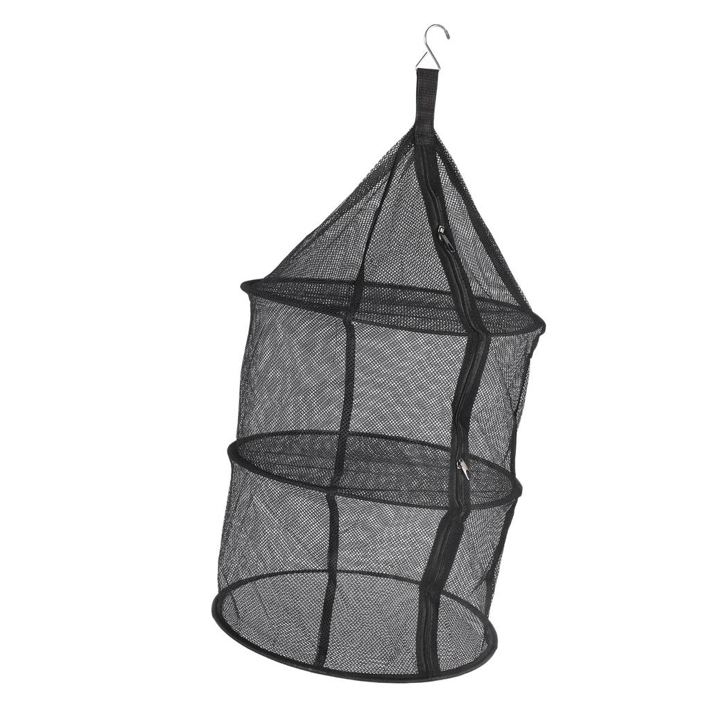 Drying Rack 3 Layers Folding Fish Mesh Foldable Hanging Drying Fish Net for Fish Fruit Vegetables with Zipper Opening