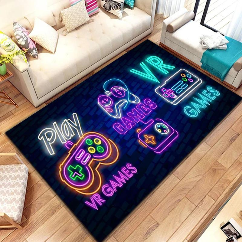Funny Black Game Controller Carpet Soft Rug For Gaming Room Anime Gamer Chair Mat Large Living Room Rug For Boys 40x60cm