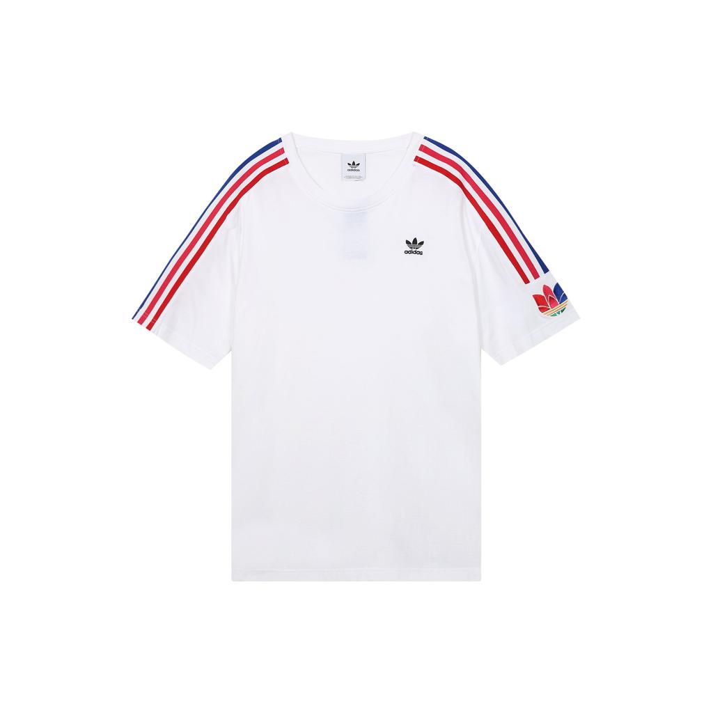 Adidas Originals Trefoil Logo Print Sports Short Sleeve T-Shirt Men Tops White GE0837