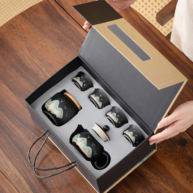 Nordic Green Mountain Black Pottery Kung Fu Tea Set