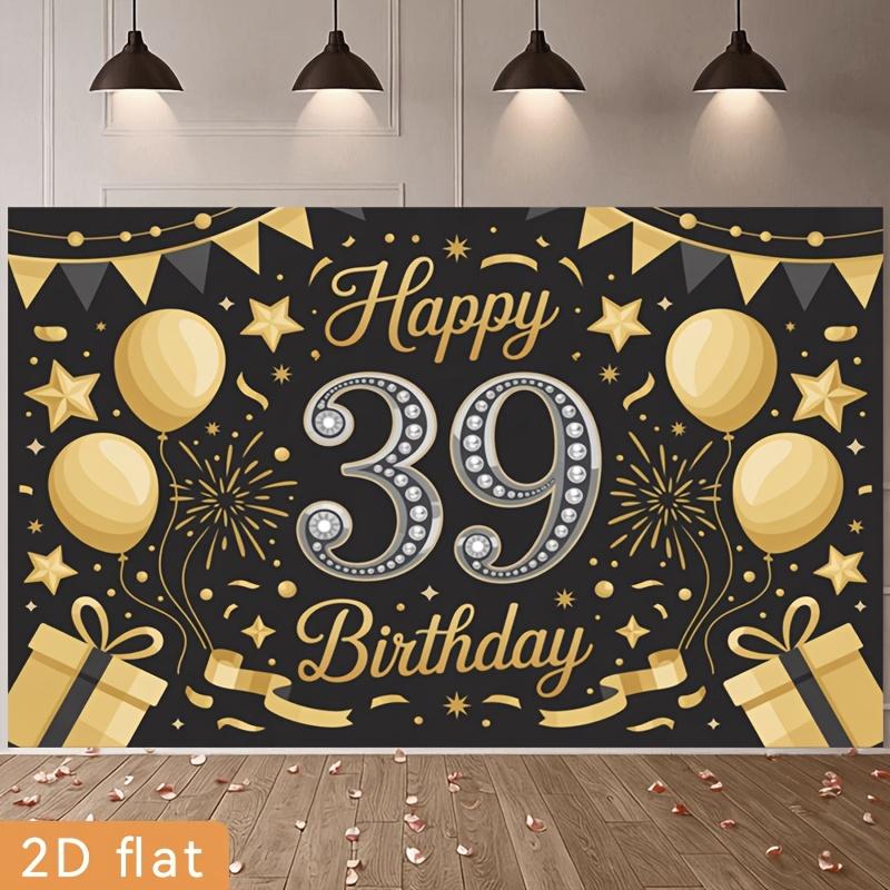 One Piece, Suitable for Party Backdrop Banners - 39 Balloons In Black and Gold Color Combination