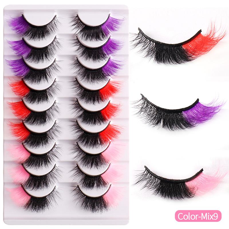 High Imitation Color Fried Hair Mink Hair False Eyelashes Grafted Eyelashes Dense Curled Eyelashes