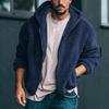 Men's Double-Sided Fleece Jacket Hooded Solid Zip-Up Coat Casual Warm Outerwear