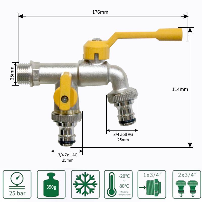 Outdoor Double-Control Brass Faucet for Kitchen and Garden