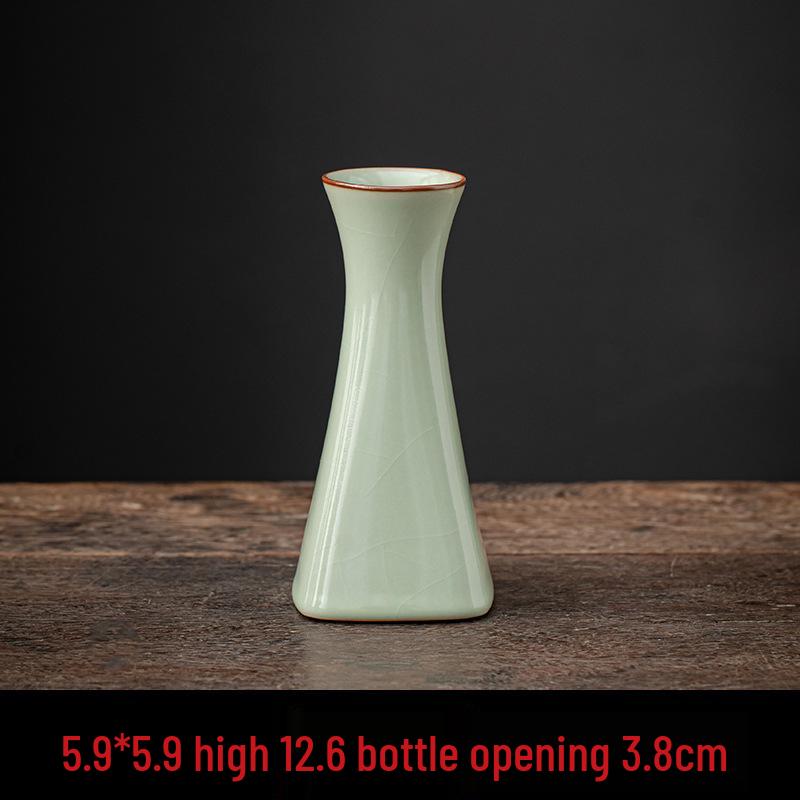 Elegant Bean Green Ceramic Vase - Ru Kiln Luxury Home Decor, Multiple Shapes for Living Room Flower Arrangements