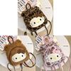 Hello Kitty Vintage Leopard Print Plush Backpack With Pockets For Daily Use