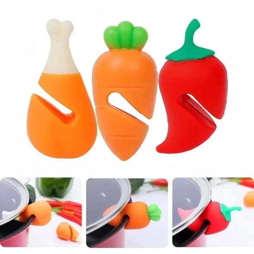 1 Pcs Kitchen Tools Silicone Pot Lid Anti-spill Rack Heat-resistant Anti-Overflow Stoppers Pot Cover Lifter Holder Tools