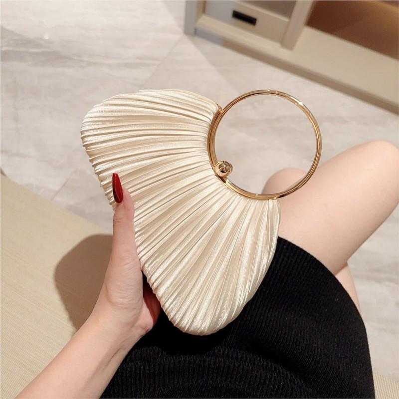 Retro Silk Pleated Party Handbag Women Simple Versatile Dress Qipao Shoulder Bag Ladies Luxury Trendy Ladies Underarm Bag 2025