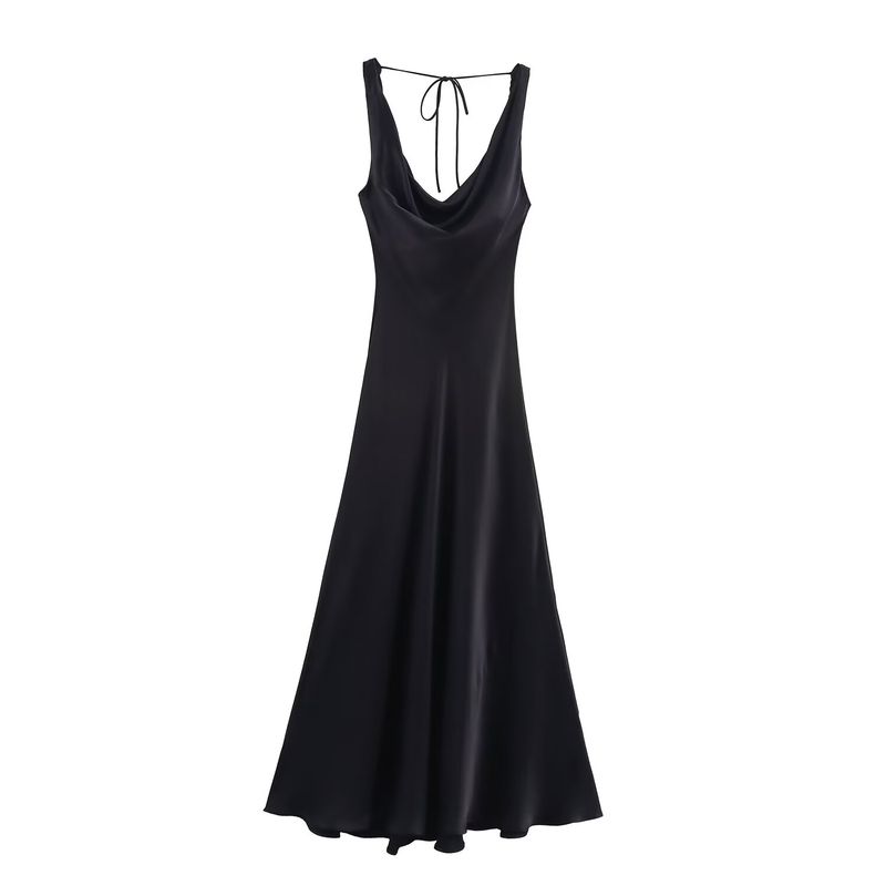 Kaslead New Women clothes Western Style Fashion Slim fit Silk Satin Texture Dress 2590934