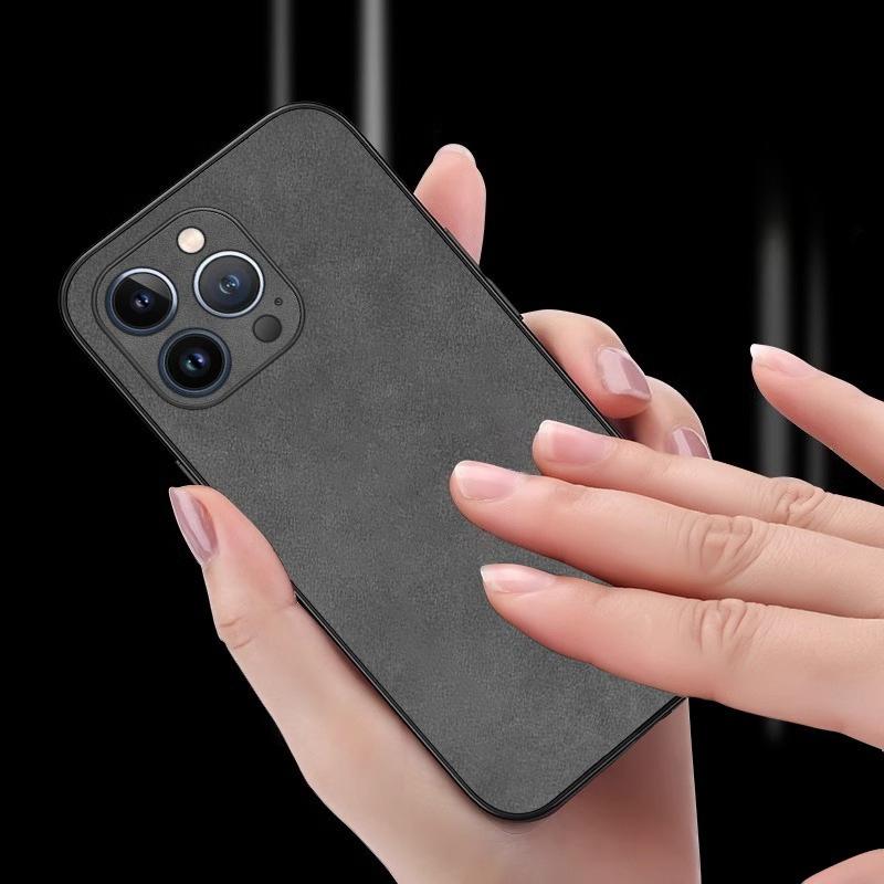 New Sheepskin Texture Leather Phone Case for iPhone, Shockproof Anti-Slip Anti-Fingerprint Protective Cover