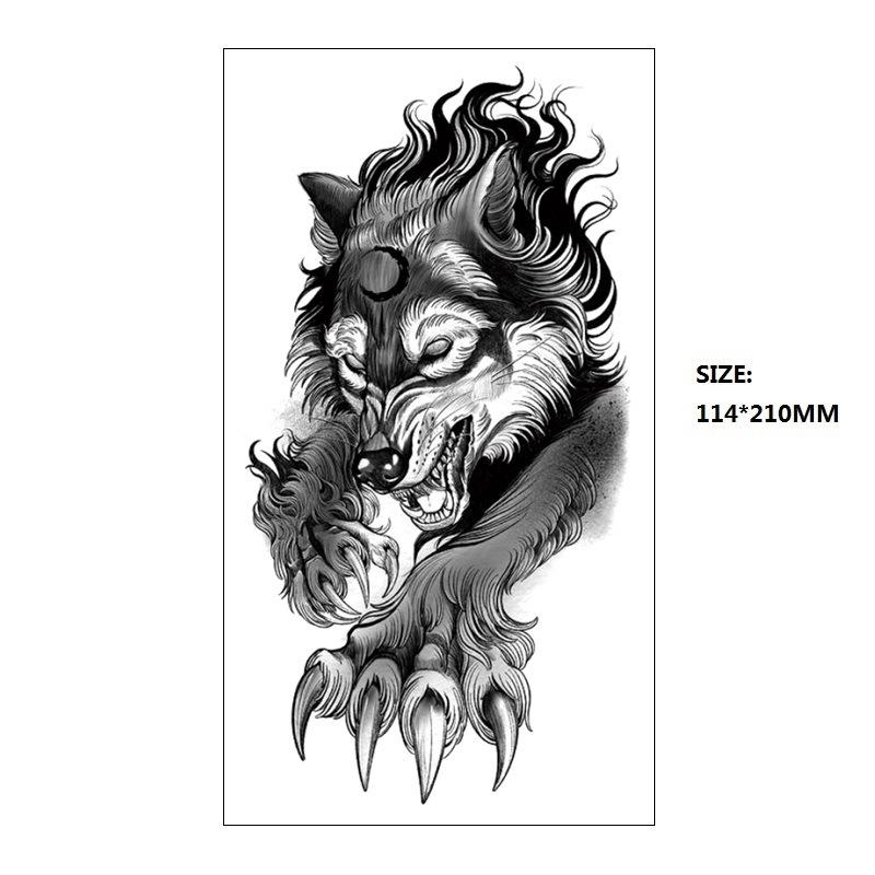 

Маленькая полная рука Xqb черный ретро лев красивая женщина животное половина руки переводная татуировка наклейка 114*210MM