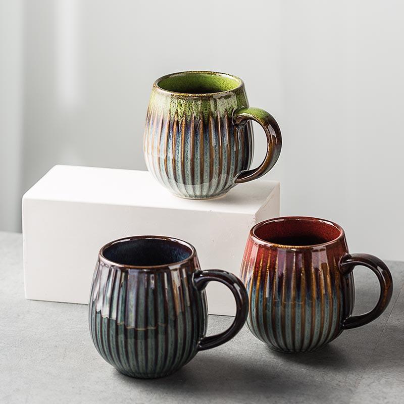 500ml Creative Kiln Change Mug Breakfast Cup Retro Coffee Cups Milk Cup Ceramic Mug Mugs Large-capacity Hand Warmer Drinkware