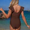 Traje de baño sexy de una pieza para mujer, escote en V profundo, volantes, traje de baño de verano para playa, sin espalda, bañador monokini