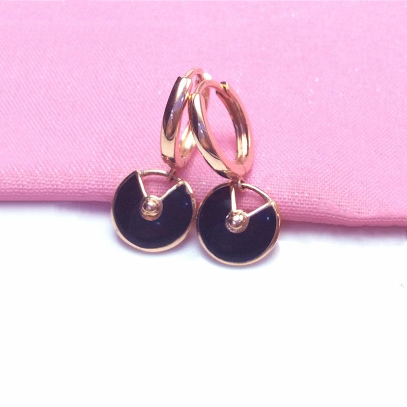 Фиолетово-золотой талисман Красные черные серьги Женские Премиум Позолоченные розовым золотом Золотые серьги-гвоздики