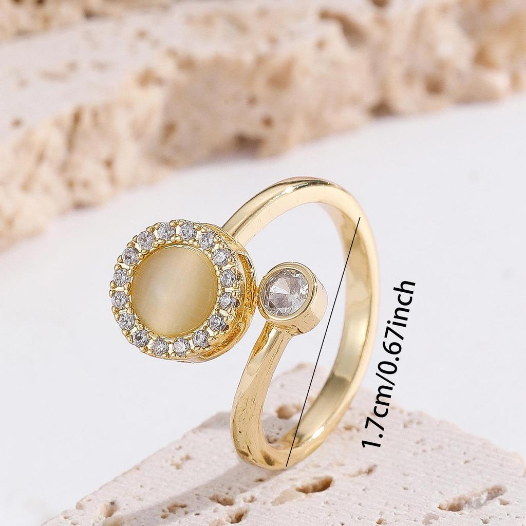 Rotatable Cat's Eye Stone Ring: Women's Niche Design with Light Luxury and Celebrity Style