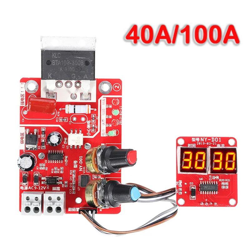 NEW Spot Welder Module 40A 100A Spot Welding Machine Control Board Adjust Time Current Transformer Controller Panel Accessories
