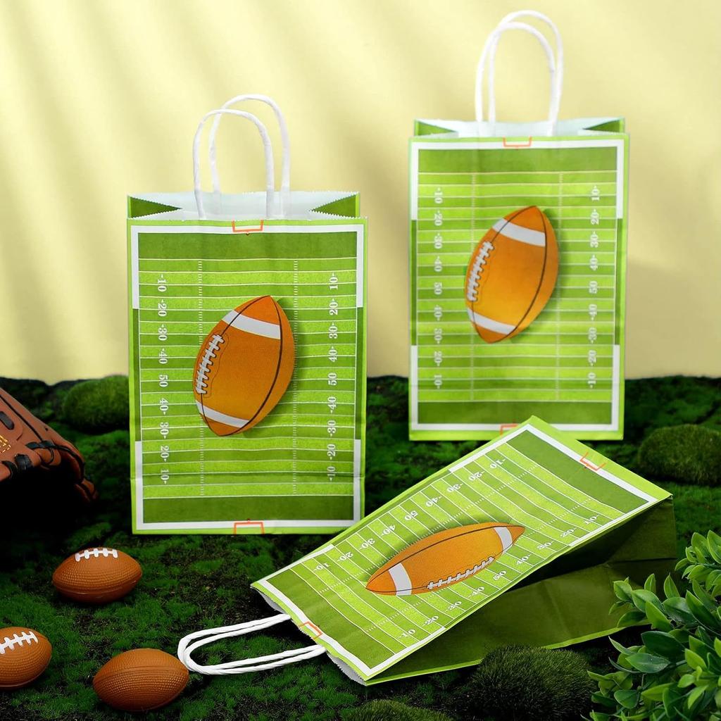 20pcs Football Party Favor Bags, Football Gift Bags,Treat Candy Bags, Sport Party Gift Bags for Sports Theme, Birthday, Party Favor Bag with Handles