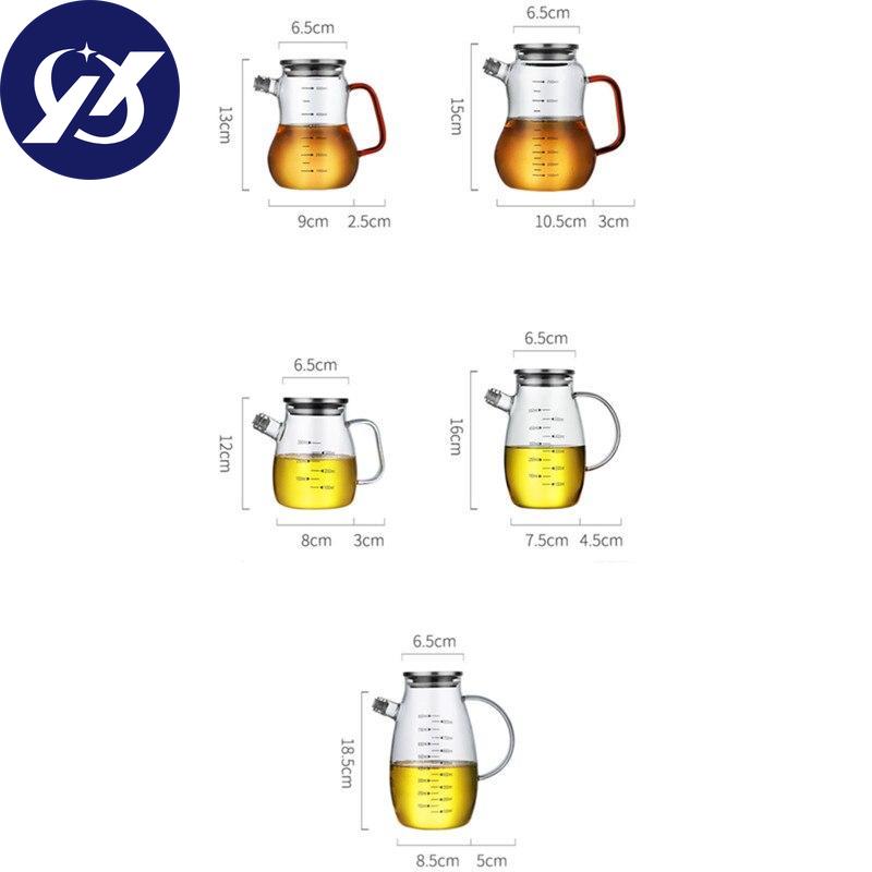 Glass Oil Pot Leak-proof Oil Bottle with Scale Kitchen Cooking Tool Vinegar Soy Sauce Bottle Gravy Boat