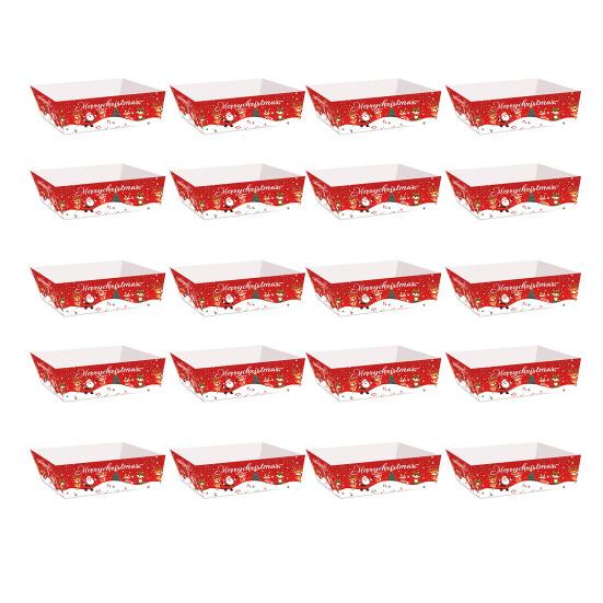 Christmas Snack Trays Disposable Paper Food Boats for Party Platters Santa Santa Tree Designs Serving Tray Leak-Proof Food Holders for Holiday