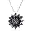 Michel Jone Zirkon Schwarze Dahlie Halsketten Vintage Blume Kristall Kupferlegierung Anhänger Halskette mit Perlen Schmuck Für Frauen Geschenk