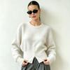 Cropped Sweaters for Women Fall Casual Knit Jumper Tops Long Sleeve Knitted Pullover Tops Women's Soft Cozy Slim Fit Crew Neck Short Sweater Outfits