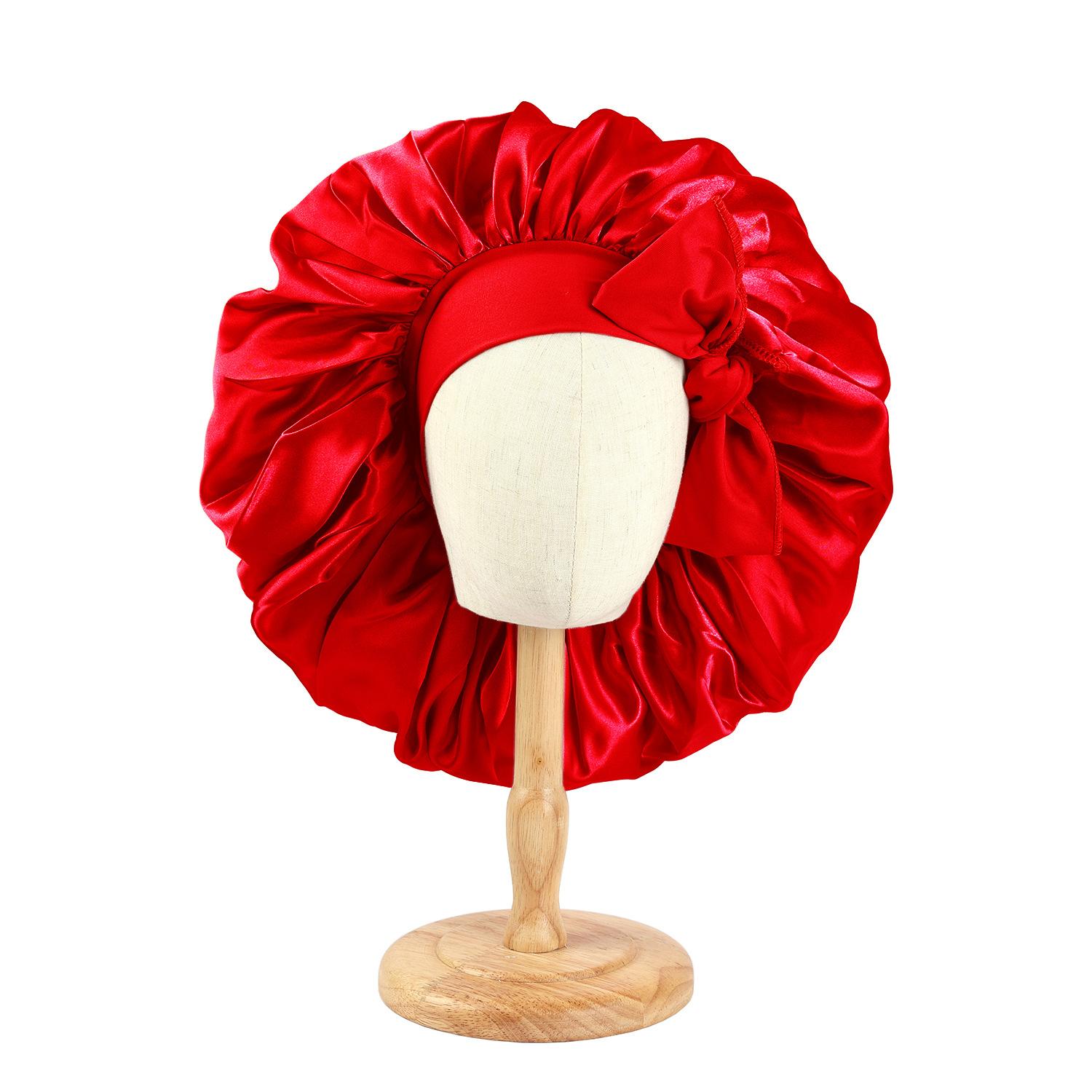 

Butterfly bow ribbon sleeping cap popular large round cap adjustable color Ding sleeping cap beauty salon hair care cap