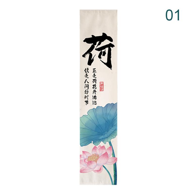 Chinese Style Banners Zen Lotus Printed Drapes Bathhouse Partition Outdoor Antique Scenery Decor Background Hanging Curtain