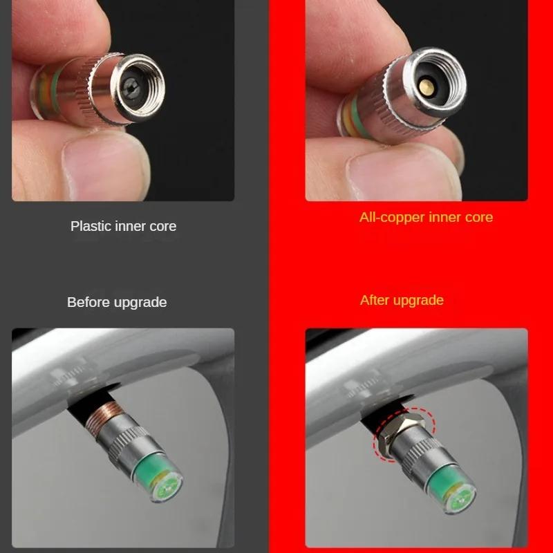 4 szt. Wskaźnik ciśnienia w oponach samochodowych Wskaźnik ciśnienia w oponach Wskaźnik alarmu Monitorowanie zaworu Czujnik nasadki zaworu Wykrywanie zaworu zewnętrznego