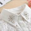 Vintage White Woman Fake Collar Black Crystal Lady Detachable Collar shirt Neckwear False Collar With Beads Clothing Accessories