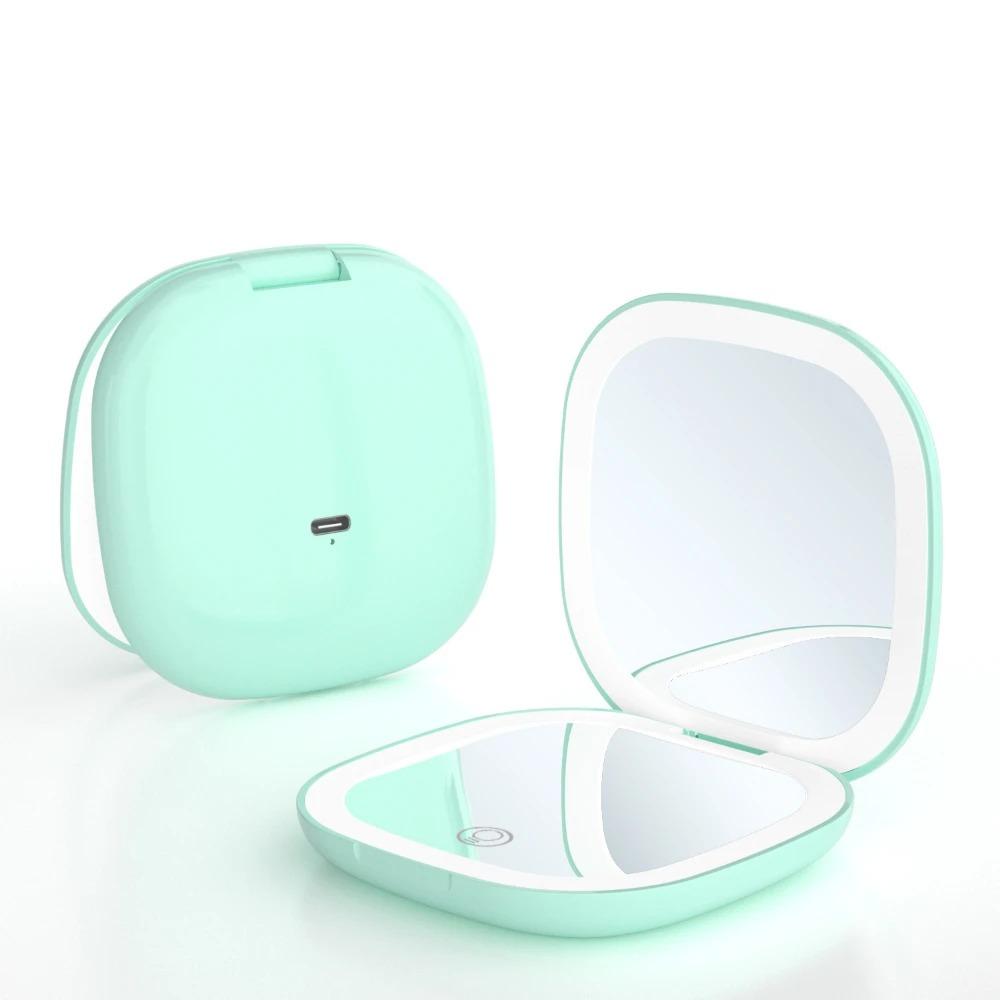 Double-sided light 1/5 times magnification LED cosmetic mirror square folding light and portable light LED cosmetic mirror