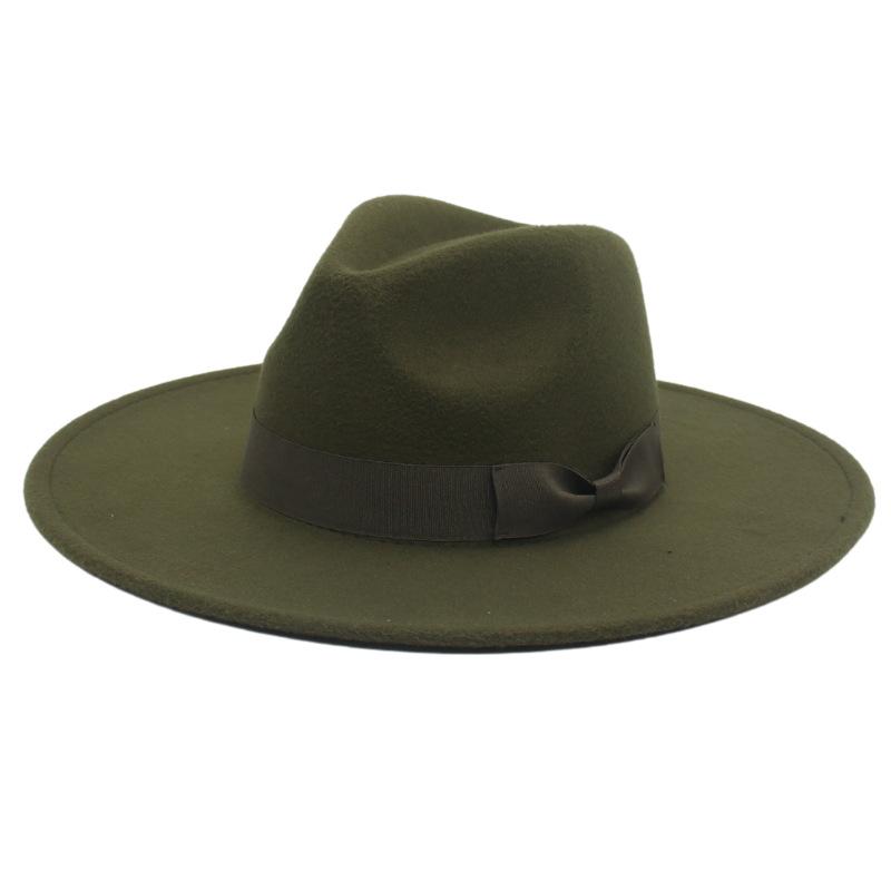 Jazz Hat Retro Men'S And Women'S Cotton Felt Hat Big Brim Panama Hat Gold Chain Hat