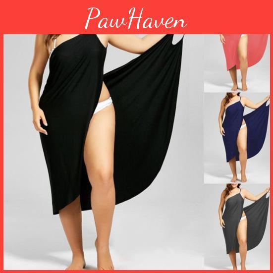 Summer Size Sexy Plus Beach Women Solid Color Wrap Dress Bikini Cover Up Sarongs