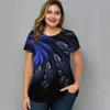 Summer Round Neck Floral Graphic 3D Print Top Fashionable Casual Short Sleeved Plus Size Women's T-shirts
