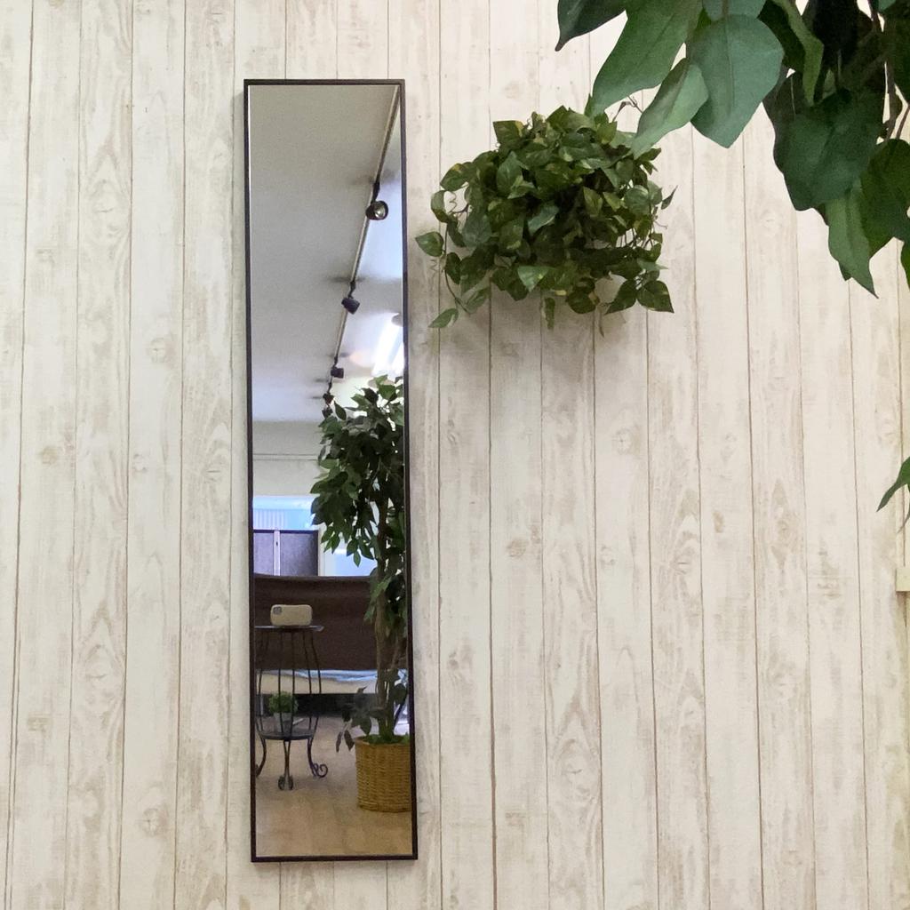 150cm x Nordic modern wooden thin made in dark W320 DBR Wall-mounted full-length mirror, 32cm, life-size, stylish, design, frame, frame, Japan,