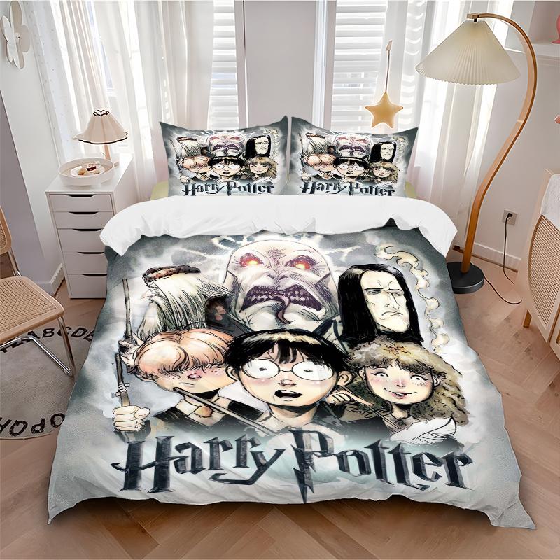 3pcs Harry Potter Bedding Set Includes Quilt Cover and Pillowcases, Suitable for All Seasons H050