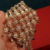 Handgefertigtes Metallarmband und Ring-Set, vergoldet, arabisch, Naher Osten, Hochzeits Schmuck, ethnisch, Damen Manschetten-Accessoire, Geschenk