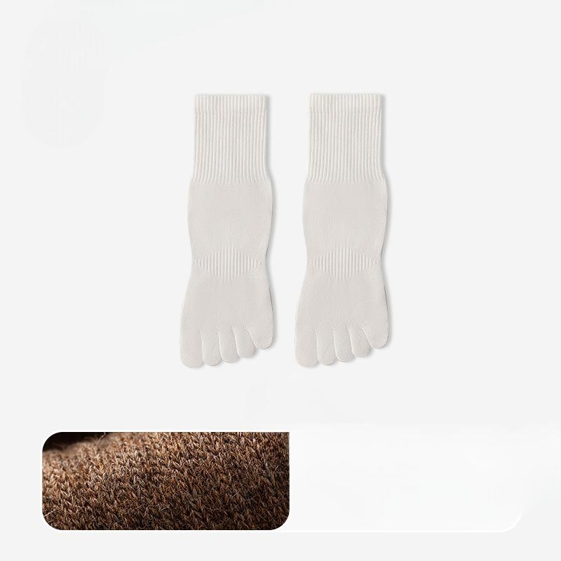 Men's Autumn and Winter Pure Color Cotton Antibacterial Deodorant Wicking Exercise Boneless Five Finger Tube Socks