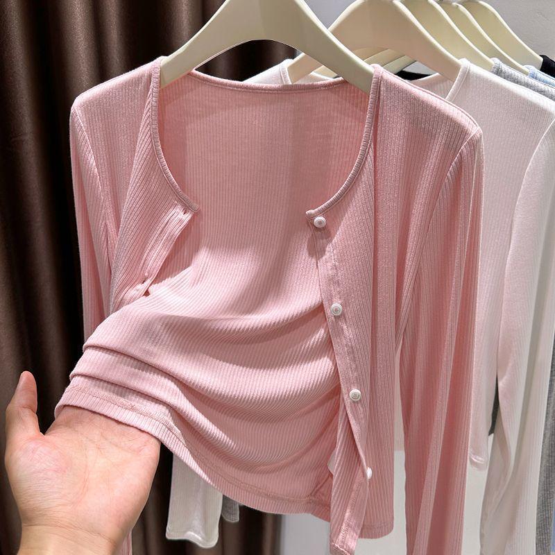 Women's Grey Knitted Sleeveless Sunscreen Cardigan Shawl - Summer Cover-up Dress