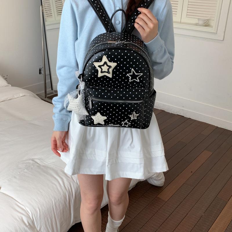 Schoolbag small schoolbag college style classic polka dot star backpack new Korean high value large capacity versatile backpack