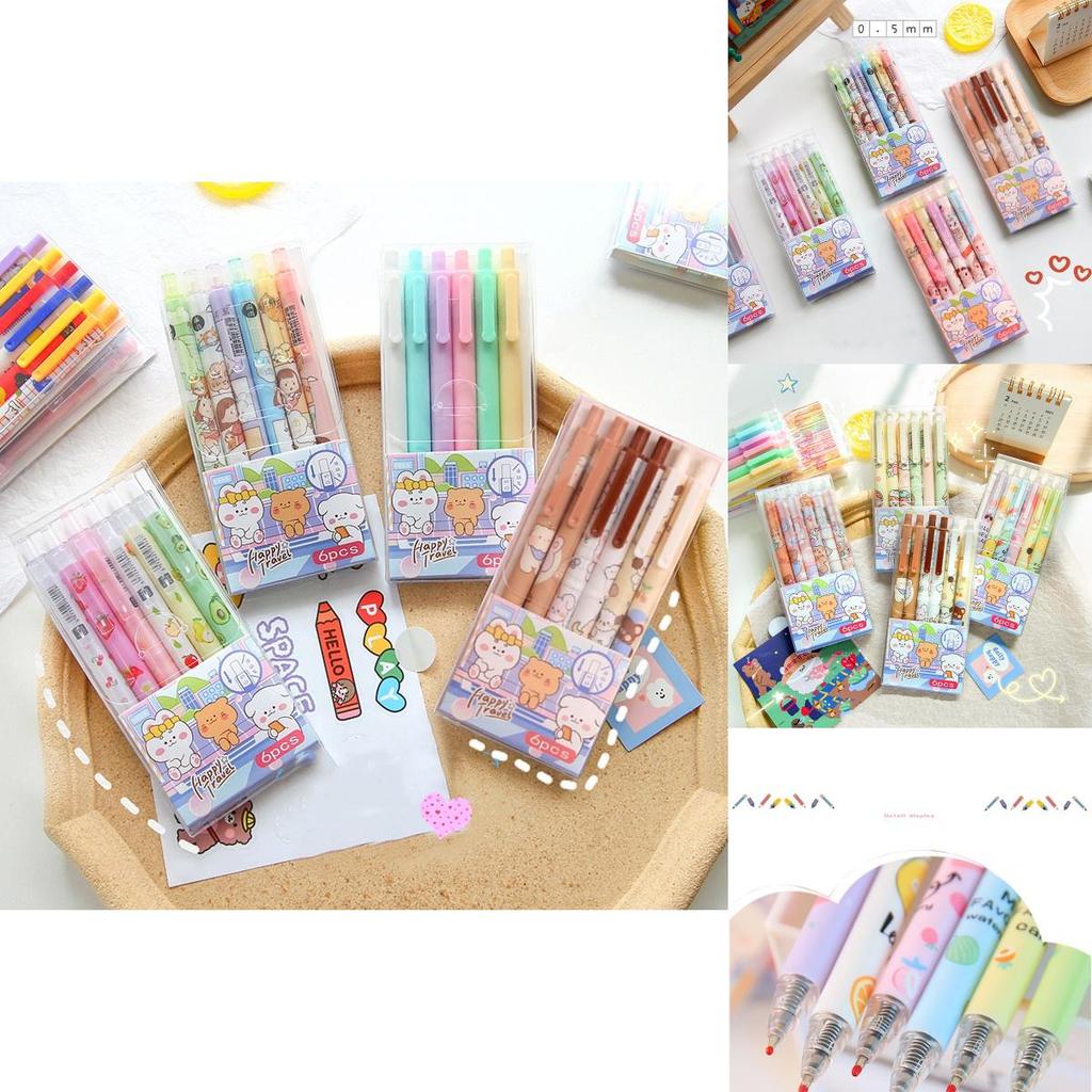 Charming 0.5mm 6pcs Ins Press Gel Pen Set Perfect For Back To School Supplies