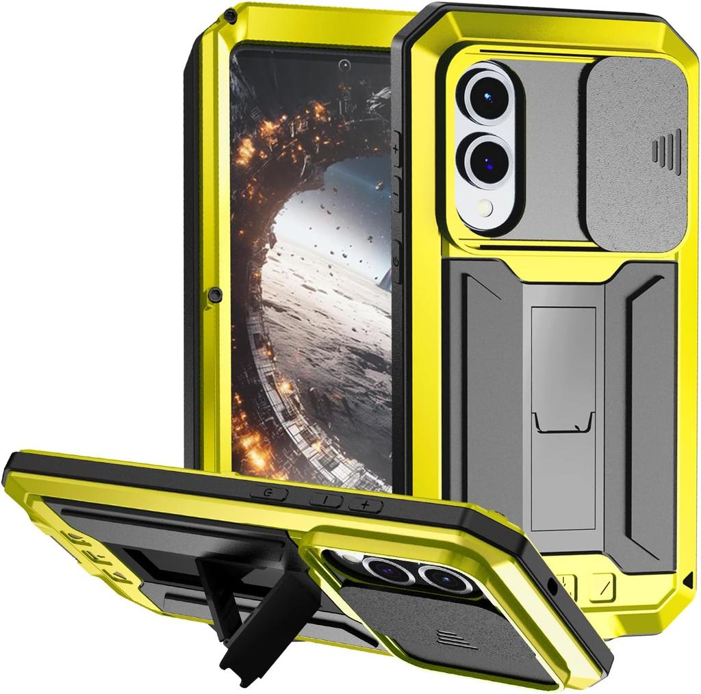 Heavy Duty Metal Cover for Samsung S26 S25 Edge S24 Ultra S23 S22 Plus S21 with Glass Screen Alloy Kickstand Shockproof Case
